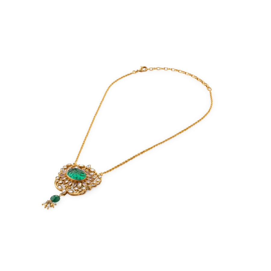 Gulmohar Mini Floralia Necklace Green