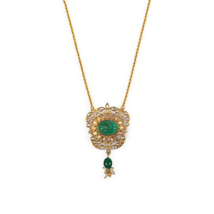 Gulmohar Mini Floralia Necklace Green