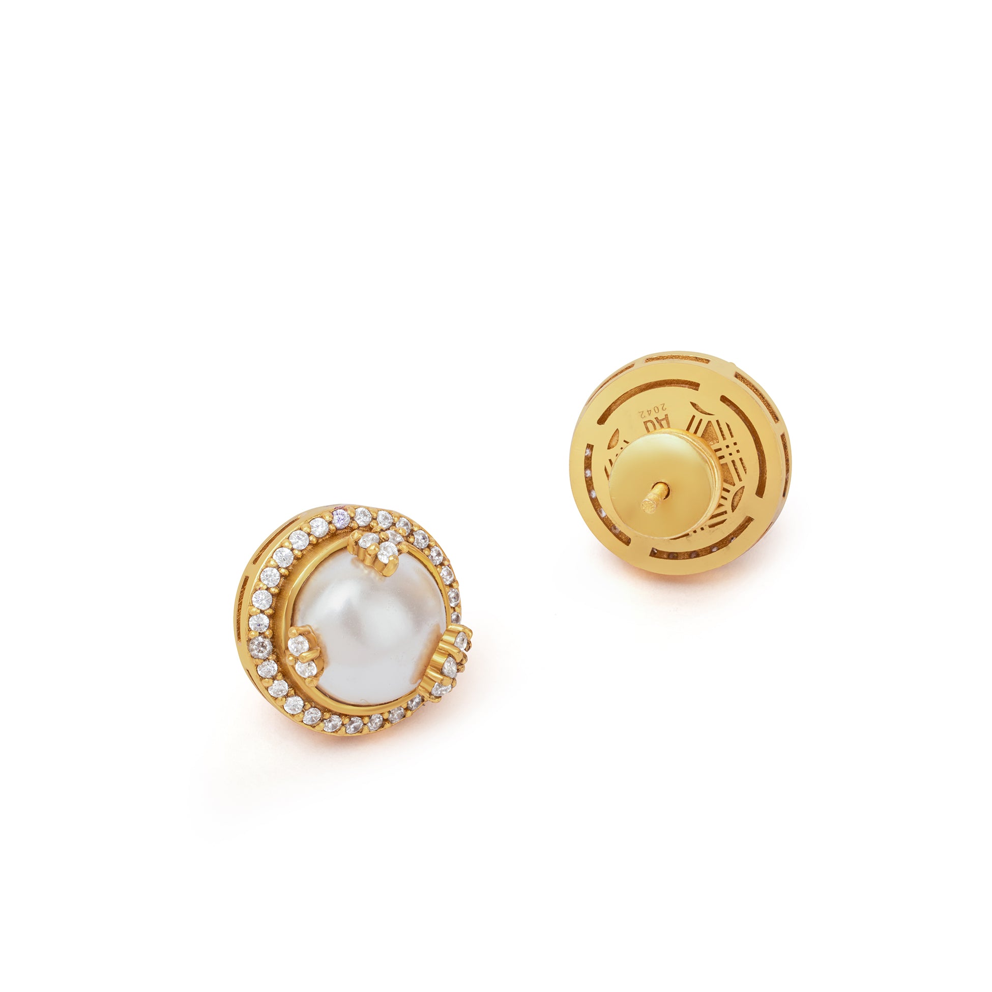 Opaline Ivory Studs by Ekaya Banaras thumbnail 4
