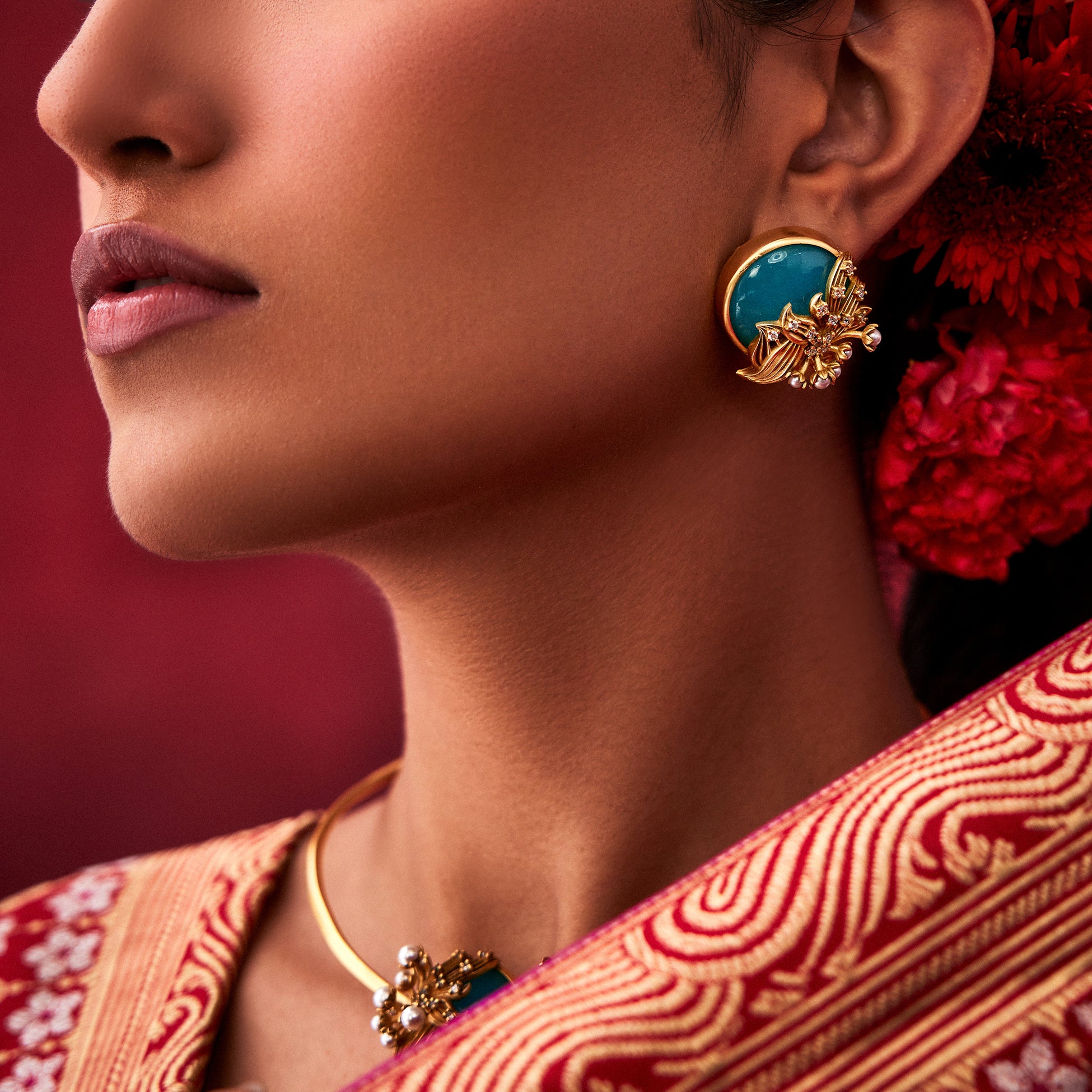 Odeta Statement Studs by Ekaya Banaras