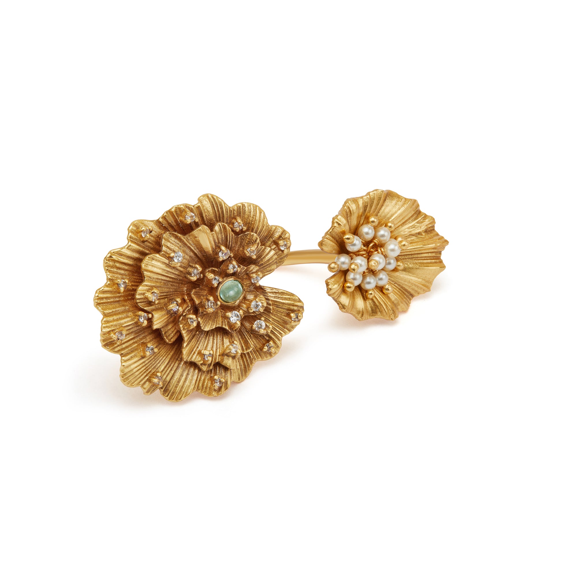 Odeta Double-motif Ring in Turquoise Hue by Ekaya Banaras thumbnail 2
