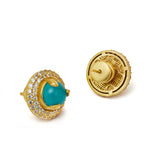 Odeta Aqua Studs by Ekaya Banaras