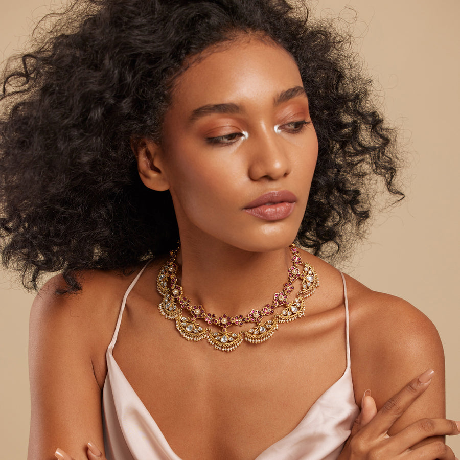 Gulmohar Crescent Choker