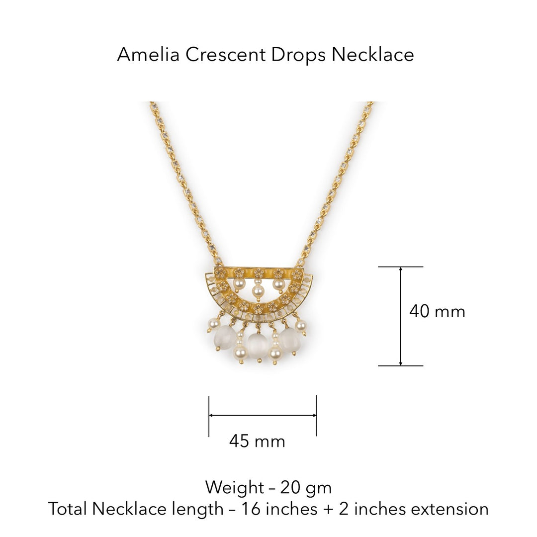 Amelia Crescent Drops Necklace by JJV by JJ Valaya thumbnail 2
