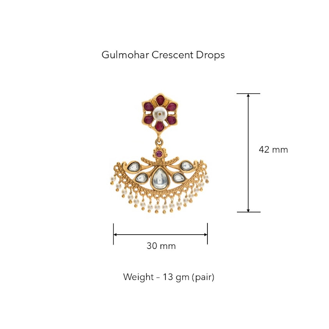 Gulmohar Crescent Studs by Tribe Amrapali thumbnail 4