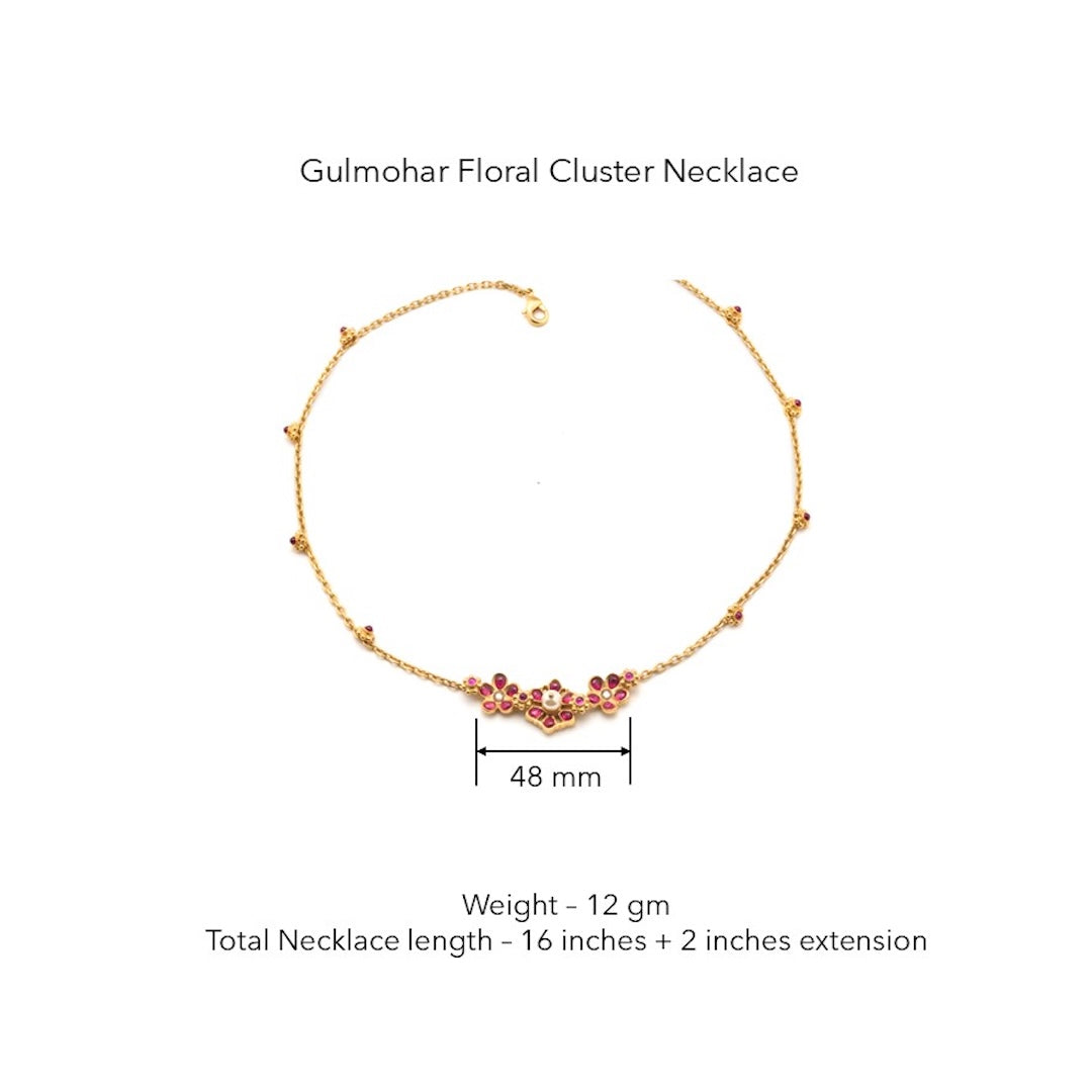 Gulmohar Floral Cluster Necklace by Tribe Amrapali thumbnail 2