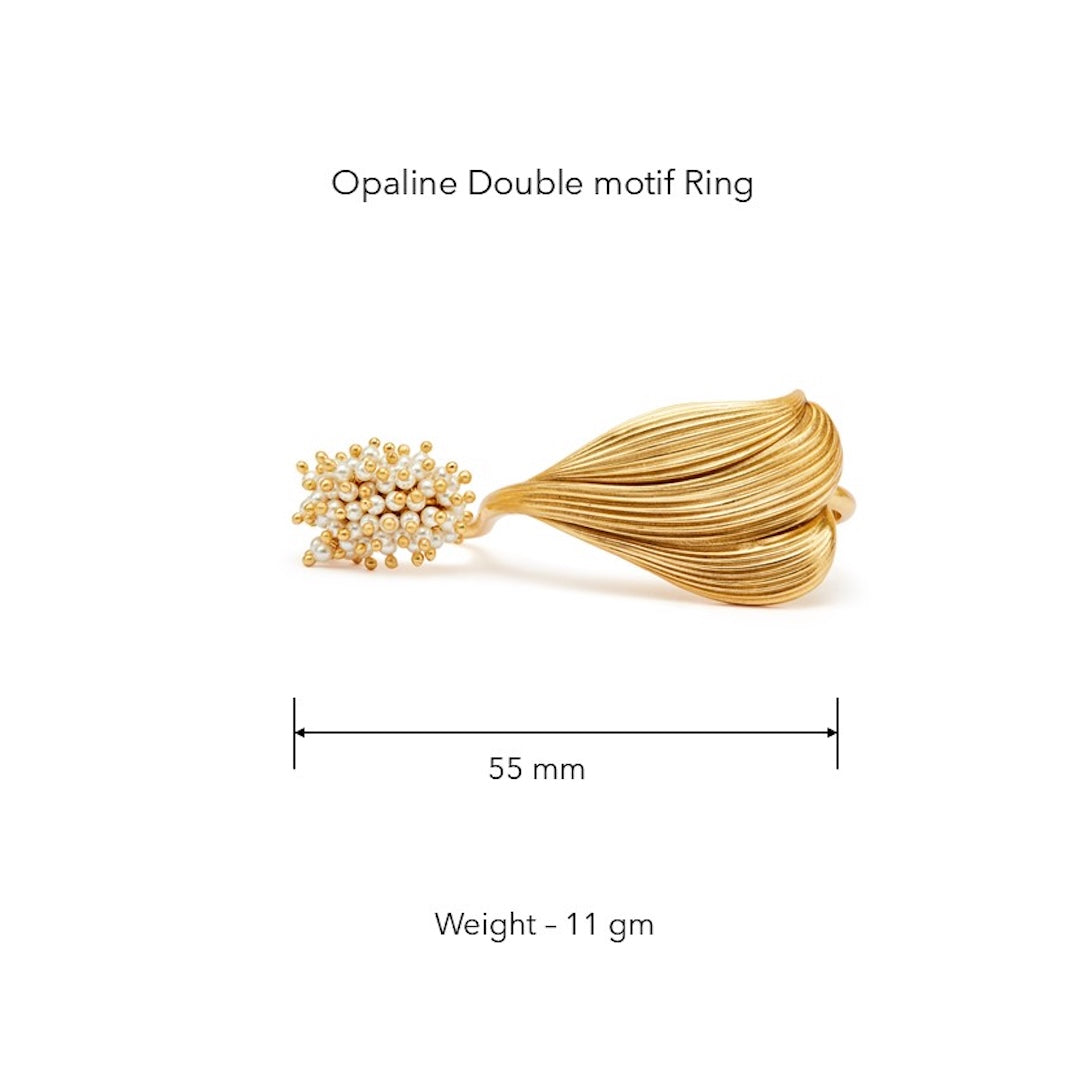 Opaline Double-Motif Ring (adjustable) by Ekaya Banaras