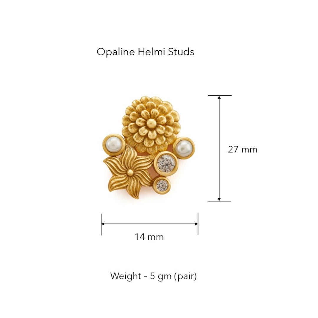 Opaline Helmi Studs by Ekaya Banaras