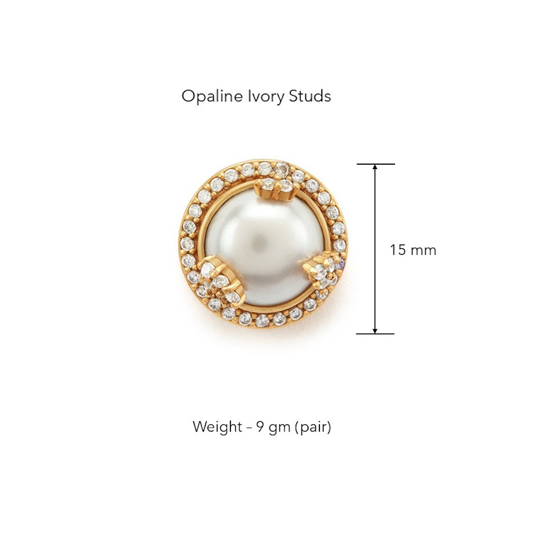 Opaline Ivory Studs by Ekaya Banaras thumbnail 2