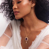 Wild lavender crystal and pearl drop necklace by Tribe Amrapali