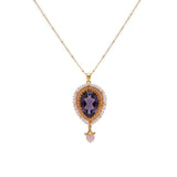 Wild lavender crystal and pearl drop necklace by Tribe Amrapali