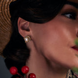 Opaline Ivory Studs by Ekaya Banaras