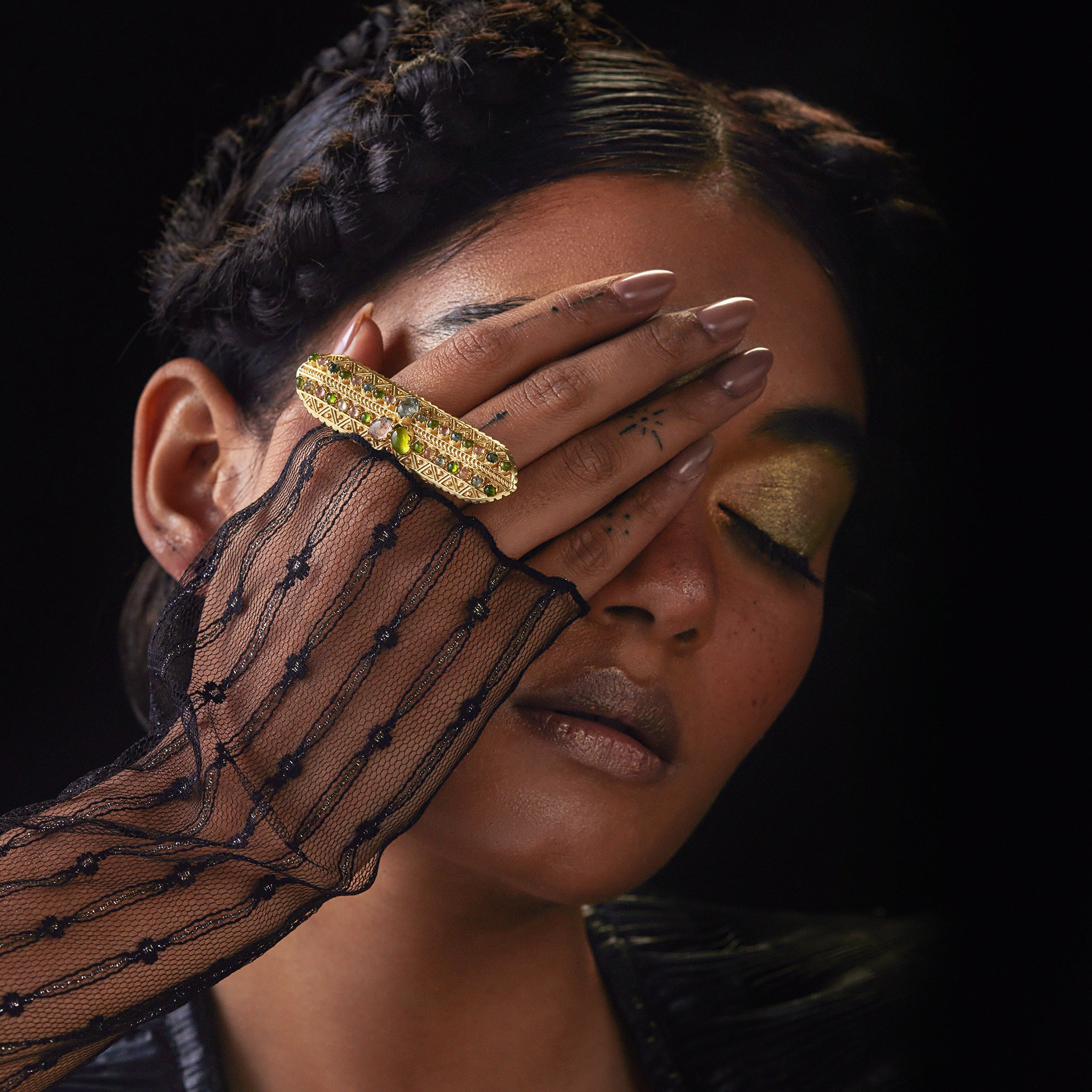 Azra Double-motif Ring (adjustable) by JJV by JJ Valaya
