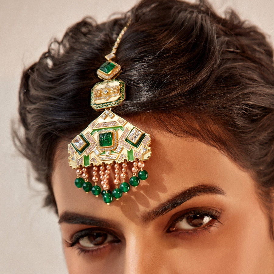 Signature Emerald Headpiece by JJV by JJ Valaya