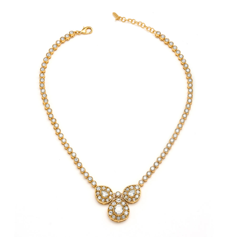 Rosa Kundan Cluster Necklace