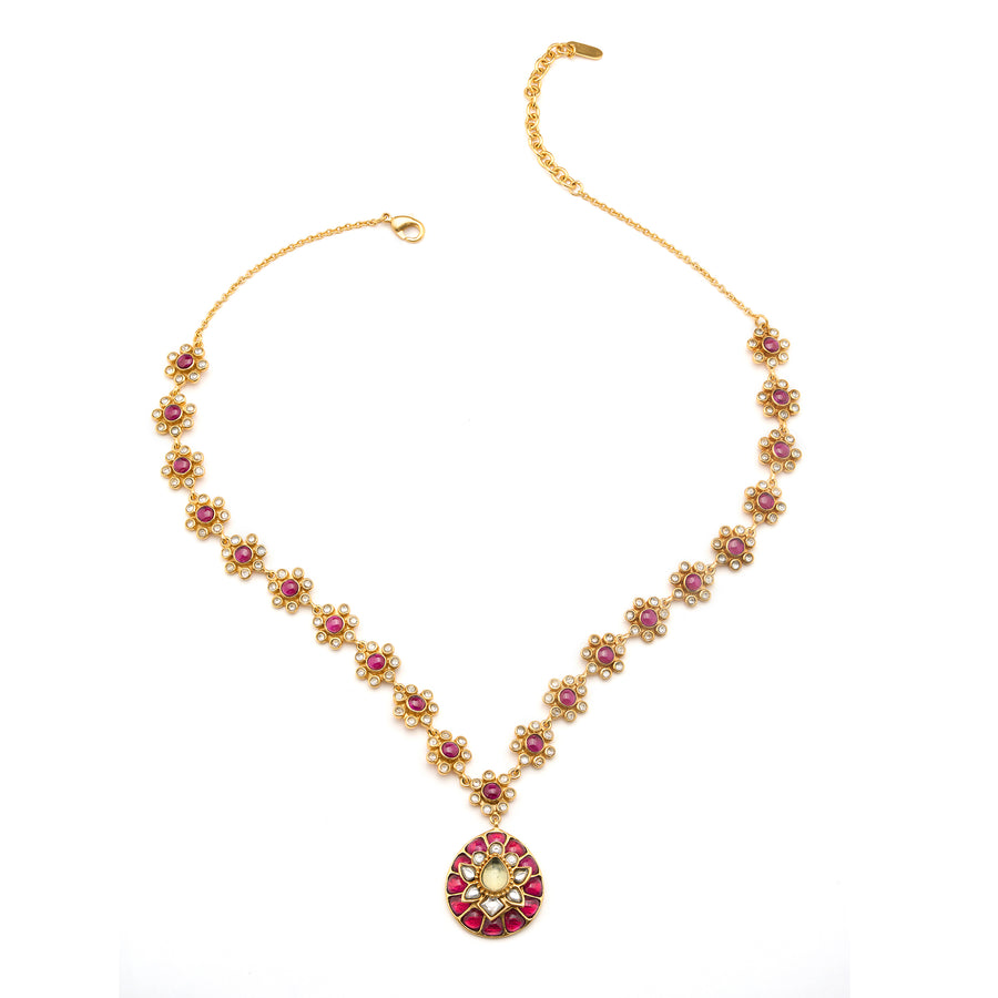 Gulmohar Crimson Necklace - Main Image