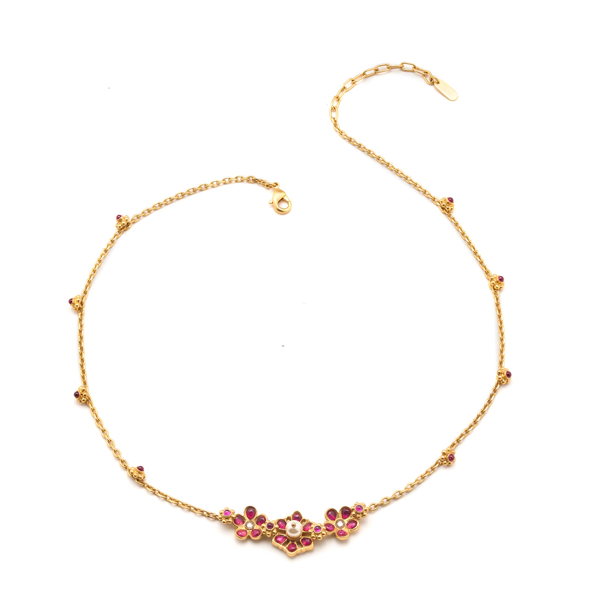 Gulmohar Floral Cluster Necklace by Tribe Amrapali thumbnail 3