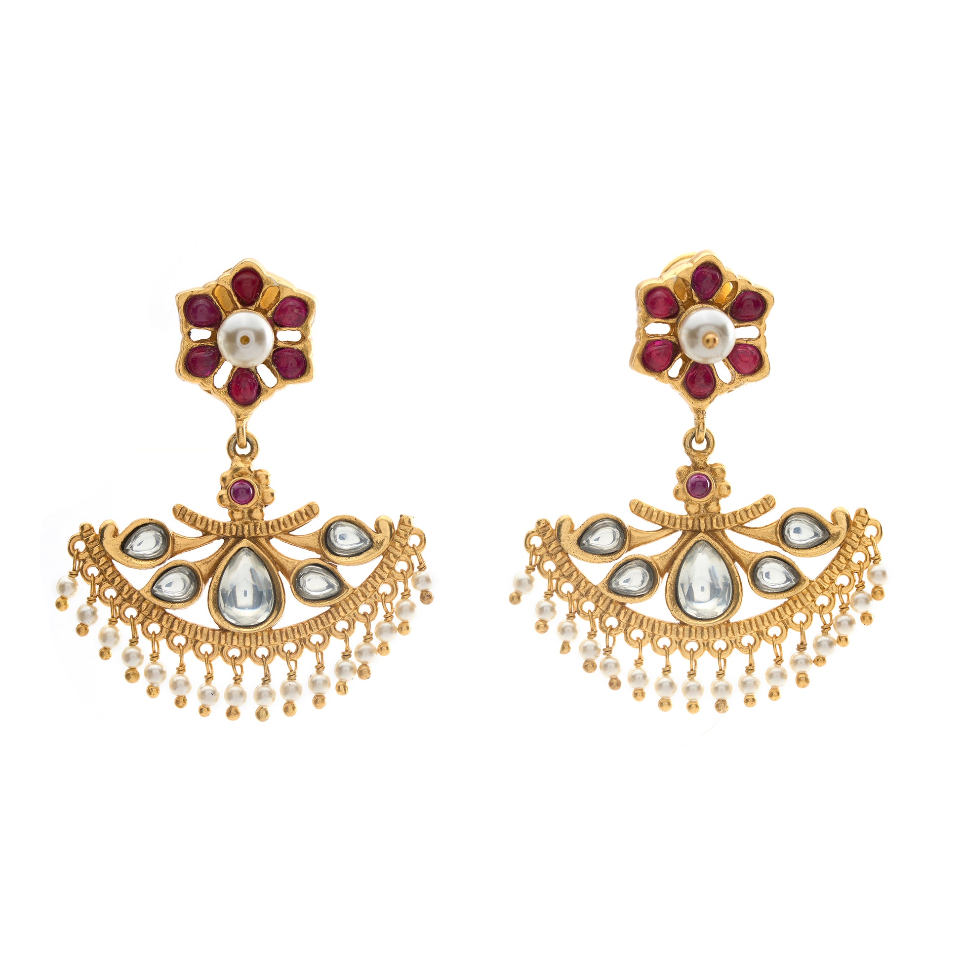Gulmohar Crescent Studs by Tribe Amrapali thumbnail 2