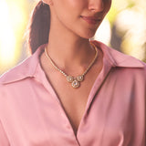 Rosa Kundan Cluster Necklace