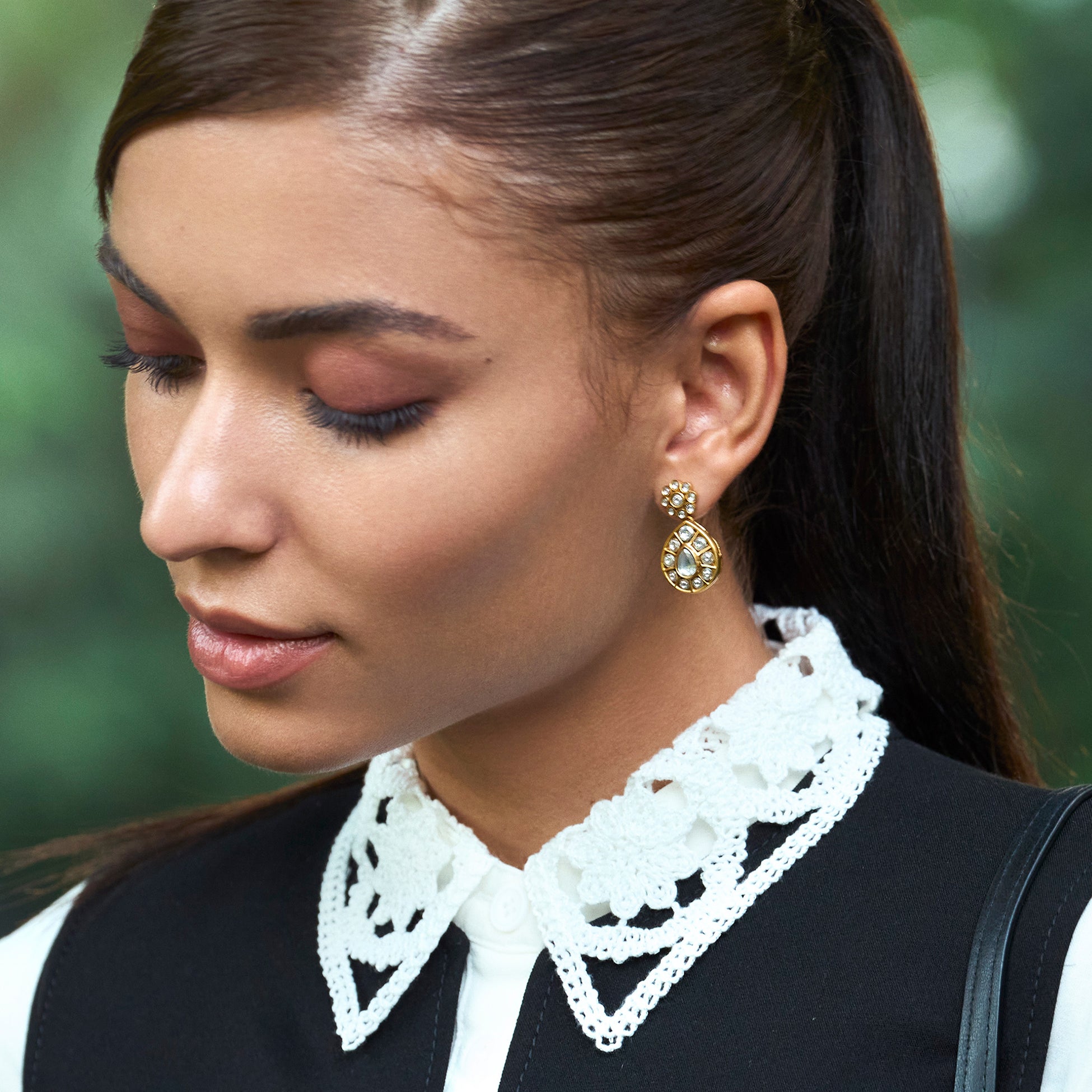 Rosa Kundan Drops by Suneet Varma
