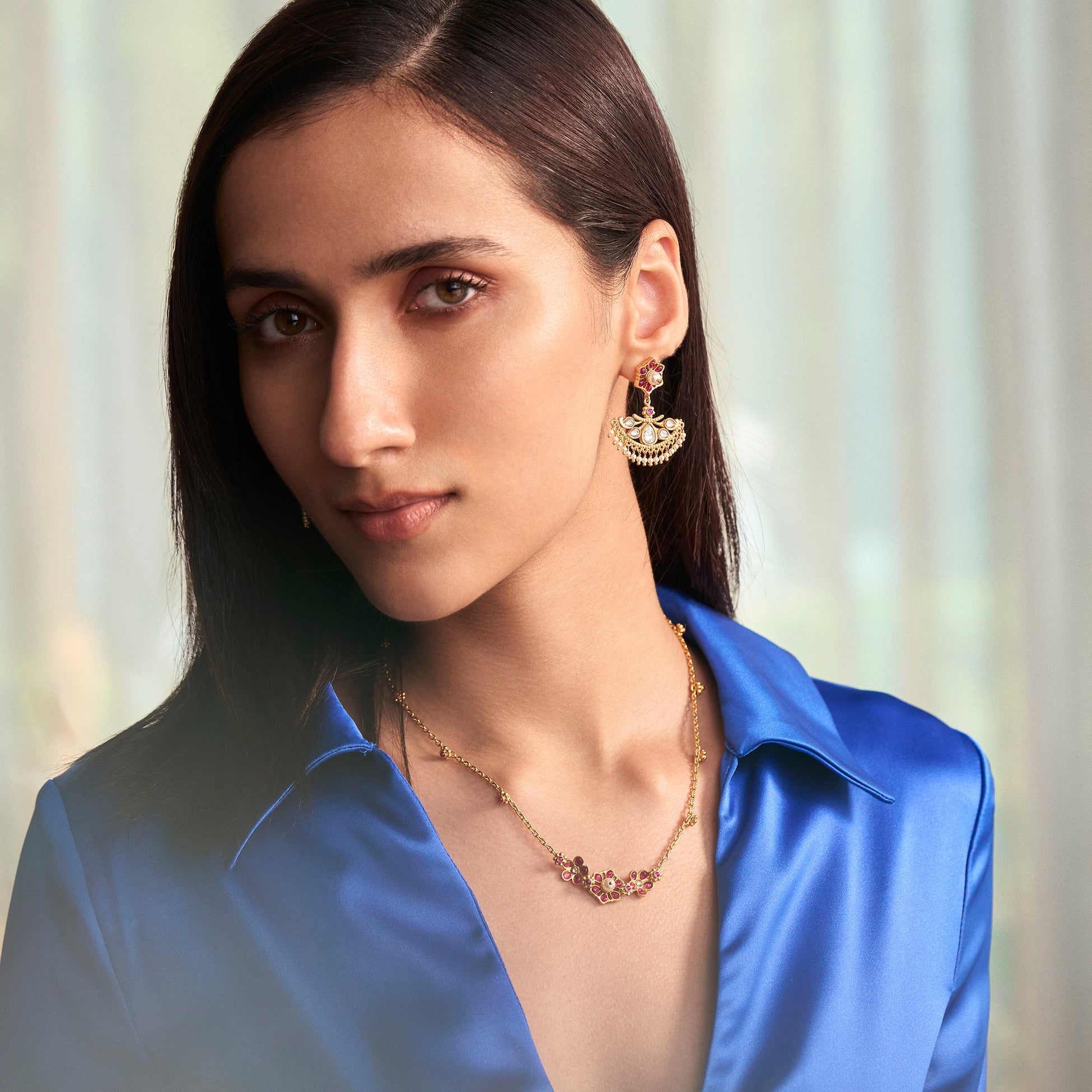 Gulmohar Crescent Studs by Tribe Amrapali thumbnail 3