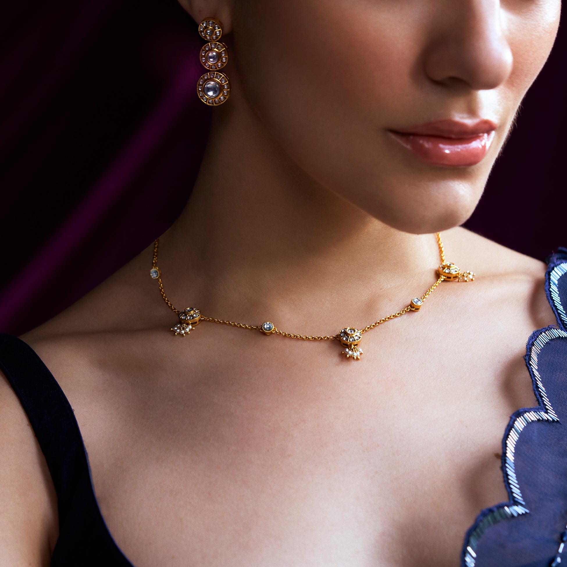 Pakeezah Dainty Kundan Necklace by Suneet Varma thumbnail 2