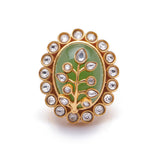 Loren Ring In Pale Green Hue (adjustable)