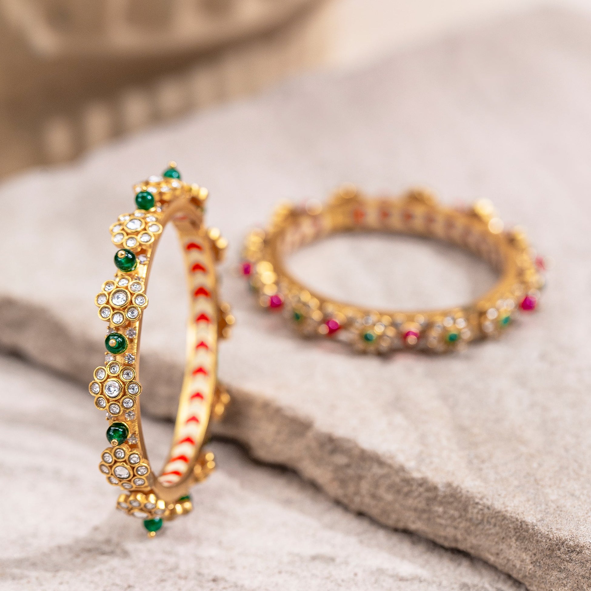 Firoja Green Bangle (openable) by Suneet Varma